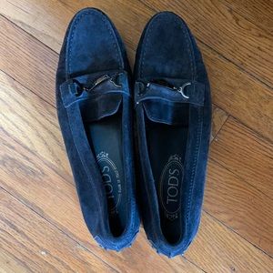 TOD’S Dark Blue Suede Loafers